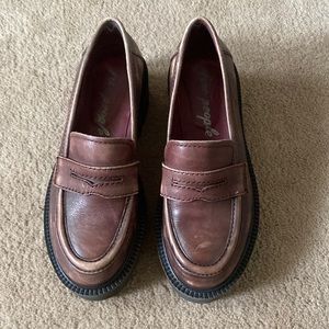 Free People Decker Brown Retro Chunky Penny Loafers Size 37 (6.5)